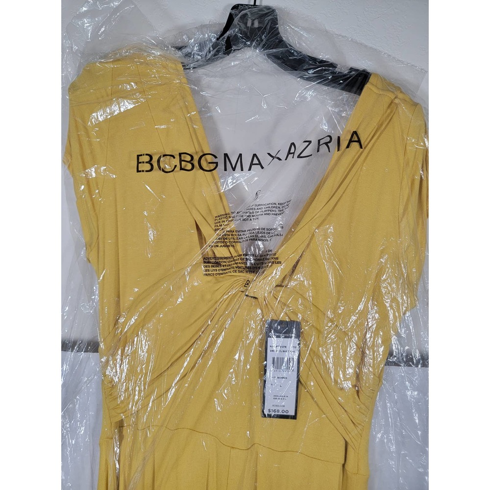BCBG Max Azria Dress L Yellow NWT Ritz Bamboo Stretch New - Picture 8 of 11